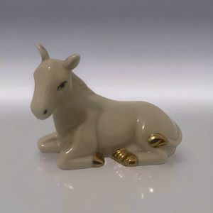 Vintage Porcelain Horse Figurine w/Gold Accents